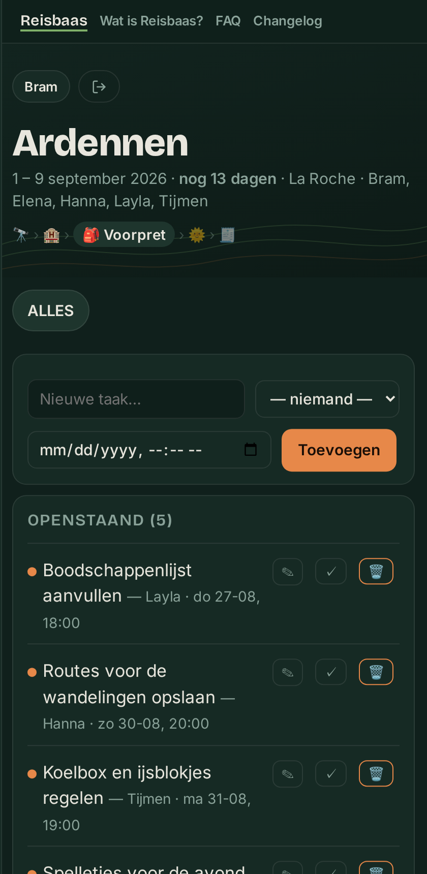 De takenlijst: per taak wie hem oppakt en wanneer hij af moet zijn